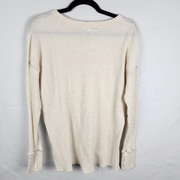Aerie Oversized Long Sleeve Waffle Knit Offline Do What Makes You Happy Tee Sz S - Picture 2 of 6